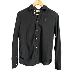 Billy Reid Black Cotton Button Front LS Top XS